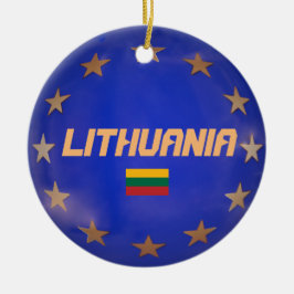 Litouwen E.U. kerstversieringen met vlag Keramisch Ornament