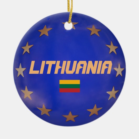 Litouwen E.U. kerstversieringen met vlag Keramisch Ornament (Voorkant)