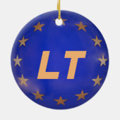 Litouwen E.U. kerstversieringen met vlag Keramisch Ornament (Achterkant)
