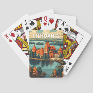 Litouwen Illustratie Reis Kunst Vintage Pokerkaarten