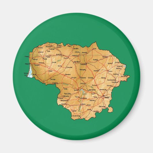 Litouwen Kaart Magnet (Voorkant)