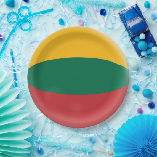 Litouwen, Litouwse rode groene en gele vlag Papieren Bordje (Feest)