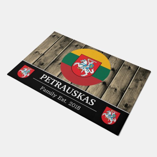 Litouwen & Litouwse vlag rustiek hout / familie Deurmat (Schuin)