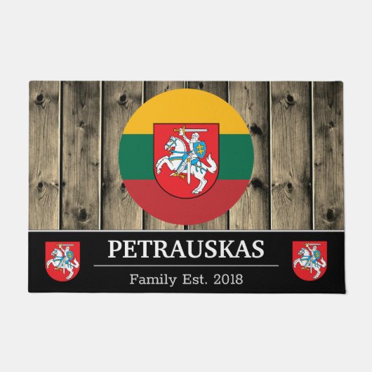 Litouwen & Litouwse vlag rustiek hout / familie Deurmat (Voorkant)