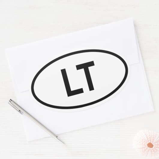 Litouwen "LT" Ovale Sticker (Envelop)