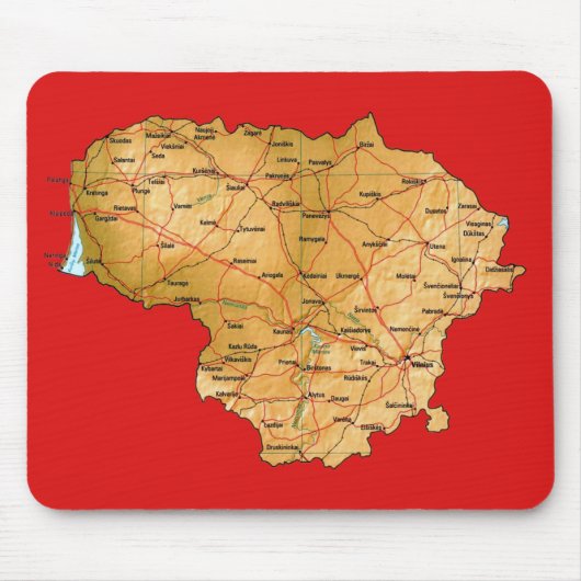 Litouwen Map Mousepad Muismat (Voorkant)