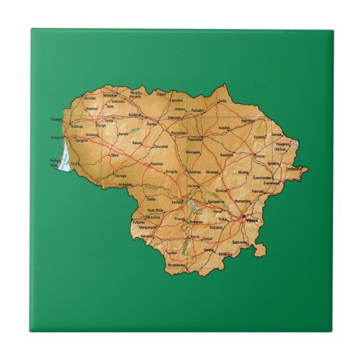 Litouwen Map Tile Tegeltje (Voorkant)