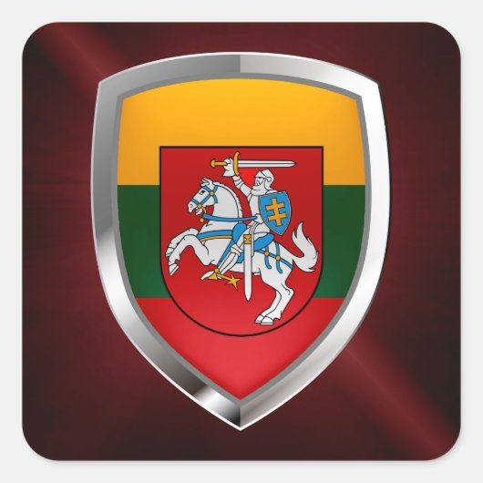Litouwen Metallic Emblem Vierkante Sticker (Voorkant)