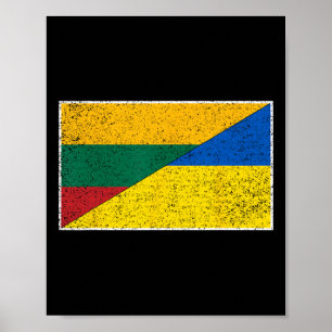 Litouwen Oekraïne Vlag Litouwse Oekraïense Natie Poster