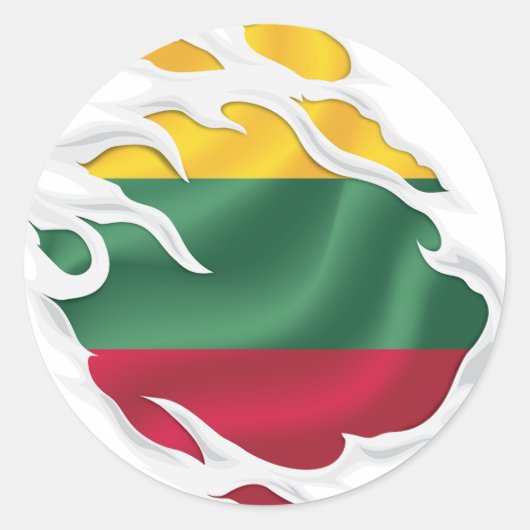 Litouwen Ripped Flag Classic Round Sticker (Voorkant)
