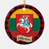 Litouwen, Rode buffels en Litouwse vlag Keramisch Ornament (Voorkant)