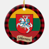 Litouwen, Rode buffels en Litouwse vlag Keramisch Ornament (Achterkant)