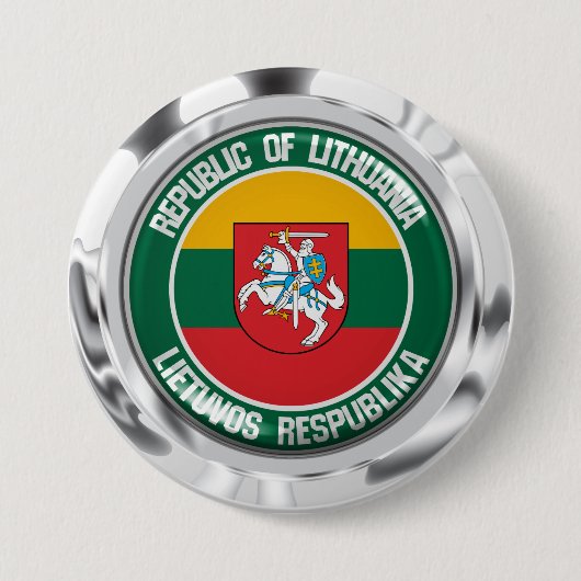 Litouwen Round Emblem Ronde Button 7,6 Cm (Voorkant)