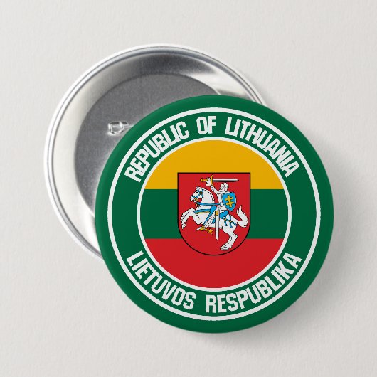 Litouwen Round Emblem Ronde Button 7,6 Cm (Voorkant /achterkant)