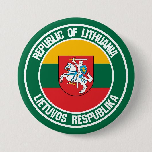 Litouwen Round Emblem Ronde Button 7,6 Cm (Voorkant)