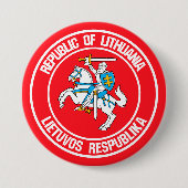 Litouwen Round Emblem Ronde Button 7,6 Cm (Voorkant)