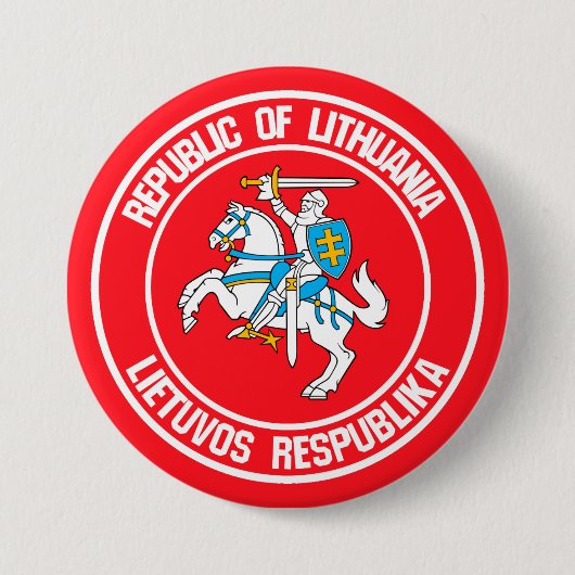 Litouwen Round Emblem Ronde Button 7,6 Cm (Voorkant)