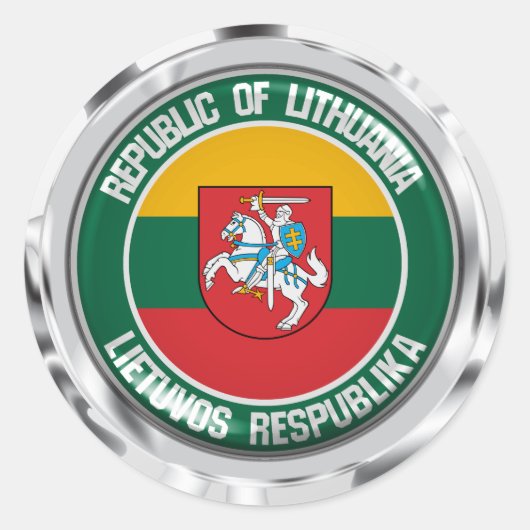 Litouwen Round Emblem Ronde Sticker (Voorkant)