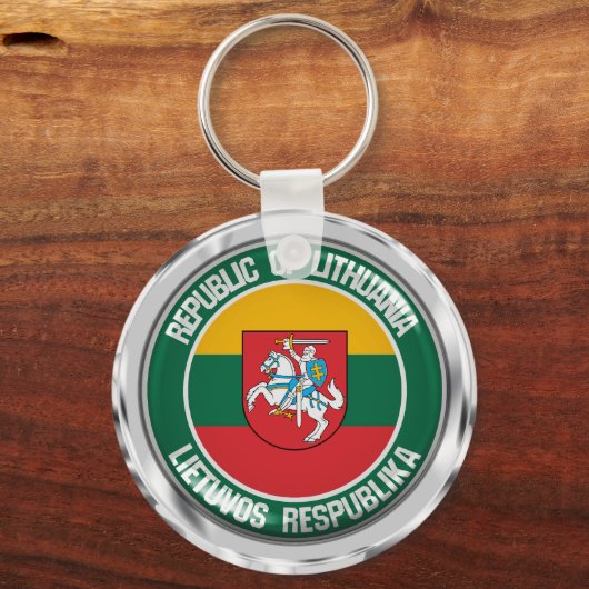 Litouwen Round Emblem Sleutelhanger (Voorkant)