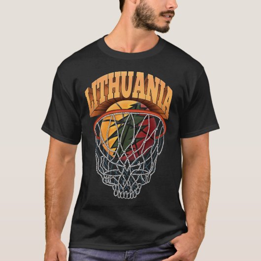 Litouwen Sterk Basketball Skeleton Net T-shirt (Voorkant)