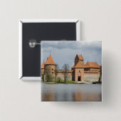 Litouwen, Trakai. Eiland Kasteel 2 Vierkante Button 5,1 Cm (Voorkant /achterkant)