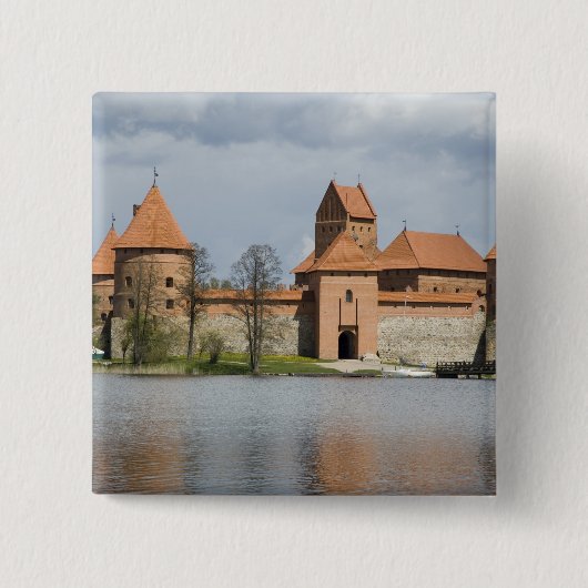 Litouwen, Trakai. Eiland Kasteel 2 Vierkante Button 5,1 Cm (Voorkant)