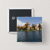 Litouwen, Trakai. Eilandkasteel 3 Vierkante Button 5,1 Cm (Voorkant /achterkant)