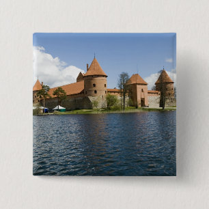 Litouwen, Trakai. Eilandkasteel 3 Vierkante Button 5,1 Cm