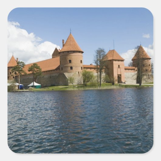 Litouwen, Trakai. Eilandkasteel 3 Vierkante Sticker (Voorkant)