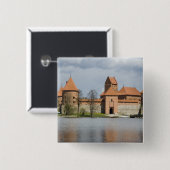 Litouwen, Trakai. Island Castle 2 Vierkante Button 5,1 Cm (Voorkant /achterkant)