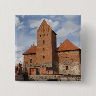 Litouwen, Trakai, Trakai Historisch Nationaal 3 Vierkante Button 5,1 Cm
