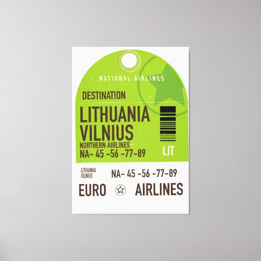 Litouwen Vilnius vliegticket Canvas Afdruk (Voorkant)
