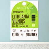 Litouwen Vilnius vliegticket Canvas Afdruk (Insitu (Houten vloer))