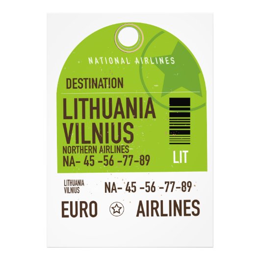 Litouwen Vilnius vliegticket Foto Afdruk (Voorkant)