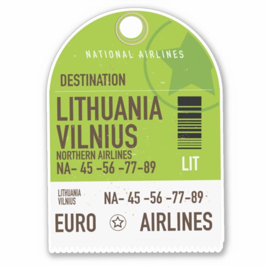 Litouwen Vilnius vliegticket Sticker (Voorkant)