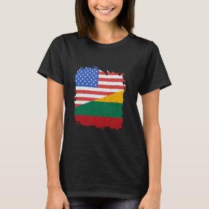 Litouwen Vintage Litouwen Vlag VS Amerika Lietu T-shirt