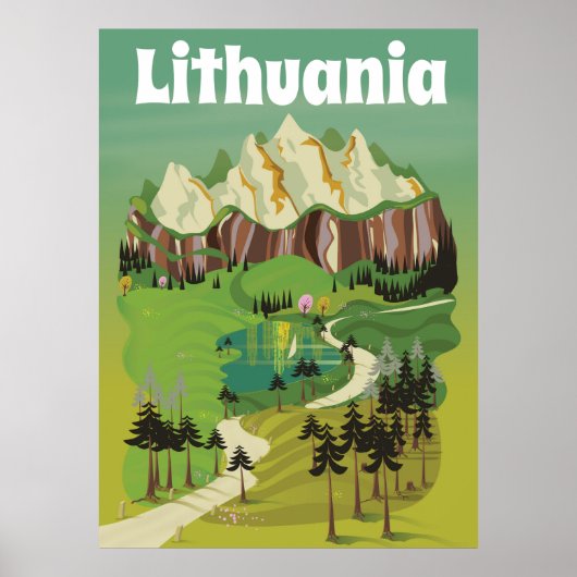 Litouwen vintage reisposter in retro stijl poster (Voorkant)