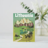 Litouwen vintage stijl reisposter briefkaart (Staand voorkant)