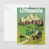 Litouwen vintage stijl reisposter briefkaart (Voorkant / Achterkant)