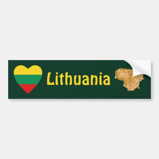 Litouwen Vlag Hart + Landkaart Bumpersticker (Voorkant)