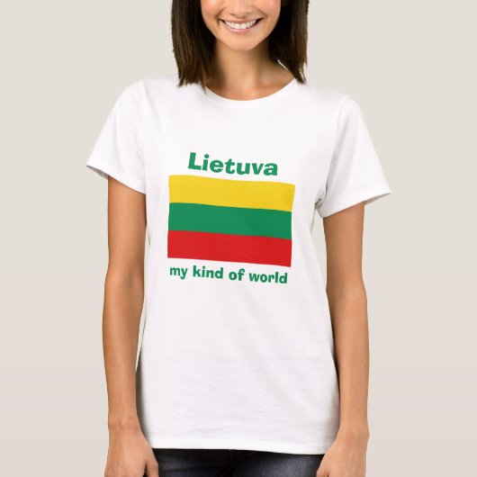 Litouwen Vlag+Kaart+Tekst T-Shirt (Voorkant)