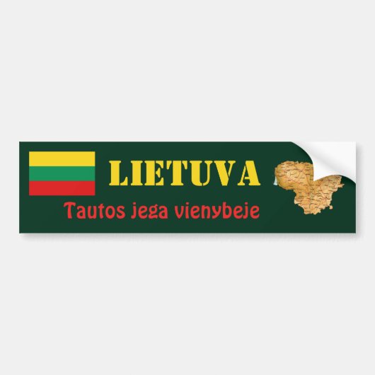 Litouwen Vlag + Landkaart Bumpersticker (Voorkant)