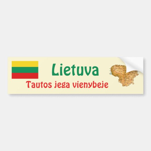Litouwen Vlag + Landkaart Bumpersticker (Voorkant)