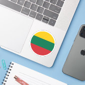 Litouwen Vlag Ronde Sticker (Laptop met iPhone)