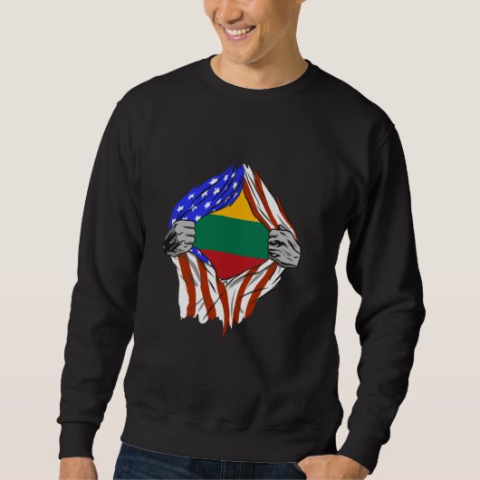 Litouwen Vlag VS Amerika Borst Litouws Trots Trui (Voorkant)