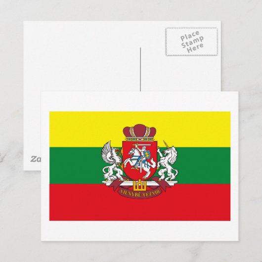Litouwen Vlag w COA Briefkaart (Voorkant / Achterkant)