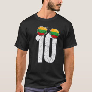 Litouwen Voetballer Nummer 10 Litouwse vlag T-shirt