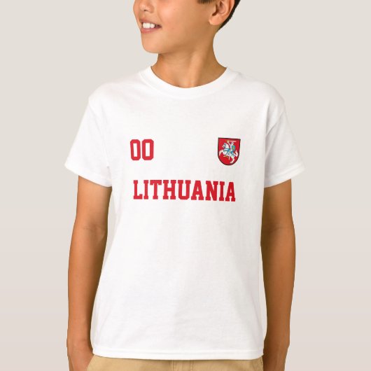 Litouwen Wapennaam&nummer Football Kinder T-shirt (Voorkant)