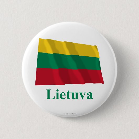 Litouwen Waving Flag met naam in Litouws Ronde Button 5,7 Cm (Voorkant)