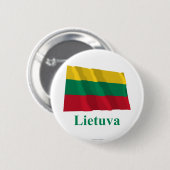 Litouwen Waving Flag met naam in Litouws Ronde Button 5,7 Cm (Voorkant /achterkant)